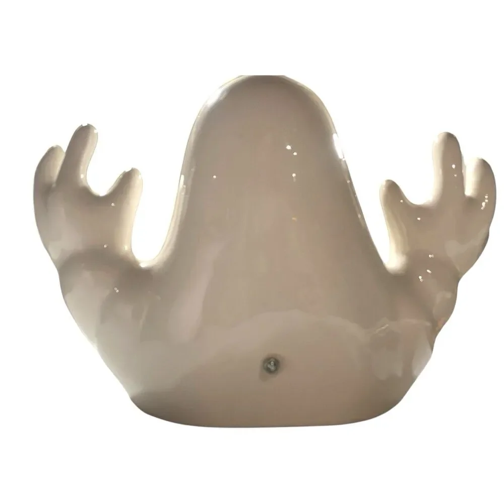 Vintage 1992 New Creative Enterprises Ceramic Ghost Halloween Candy Dish WORKS!